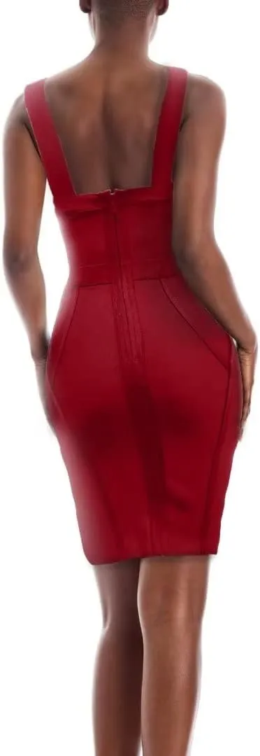 Hybrid & Company Womens Elegant Elastic Dress Chic Knee-Length Bandage Bodycon Party Dress