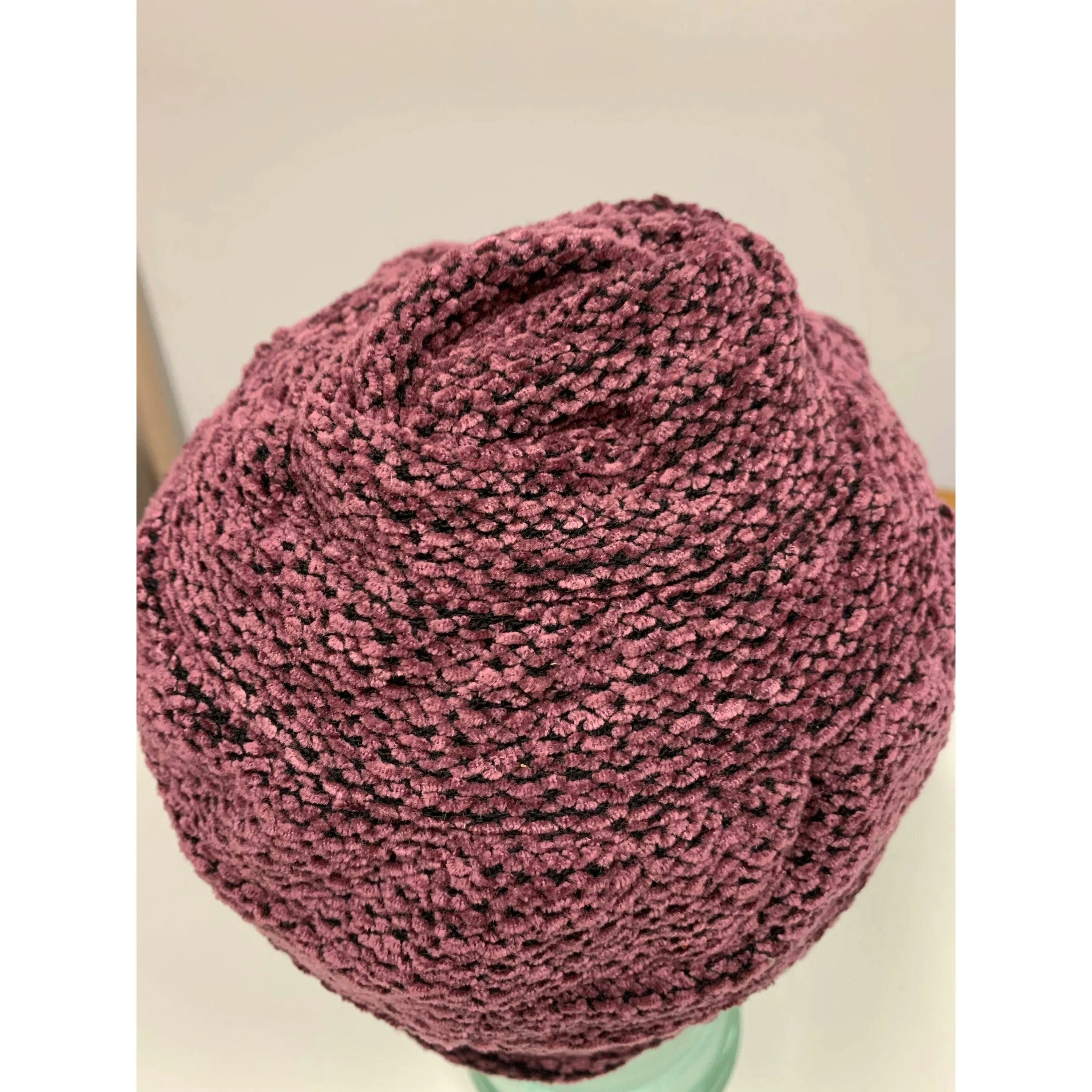 Hypo allergenic vegan cozy soft warm free form purple chenille hat. Free Shipping