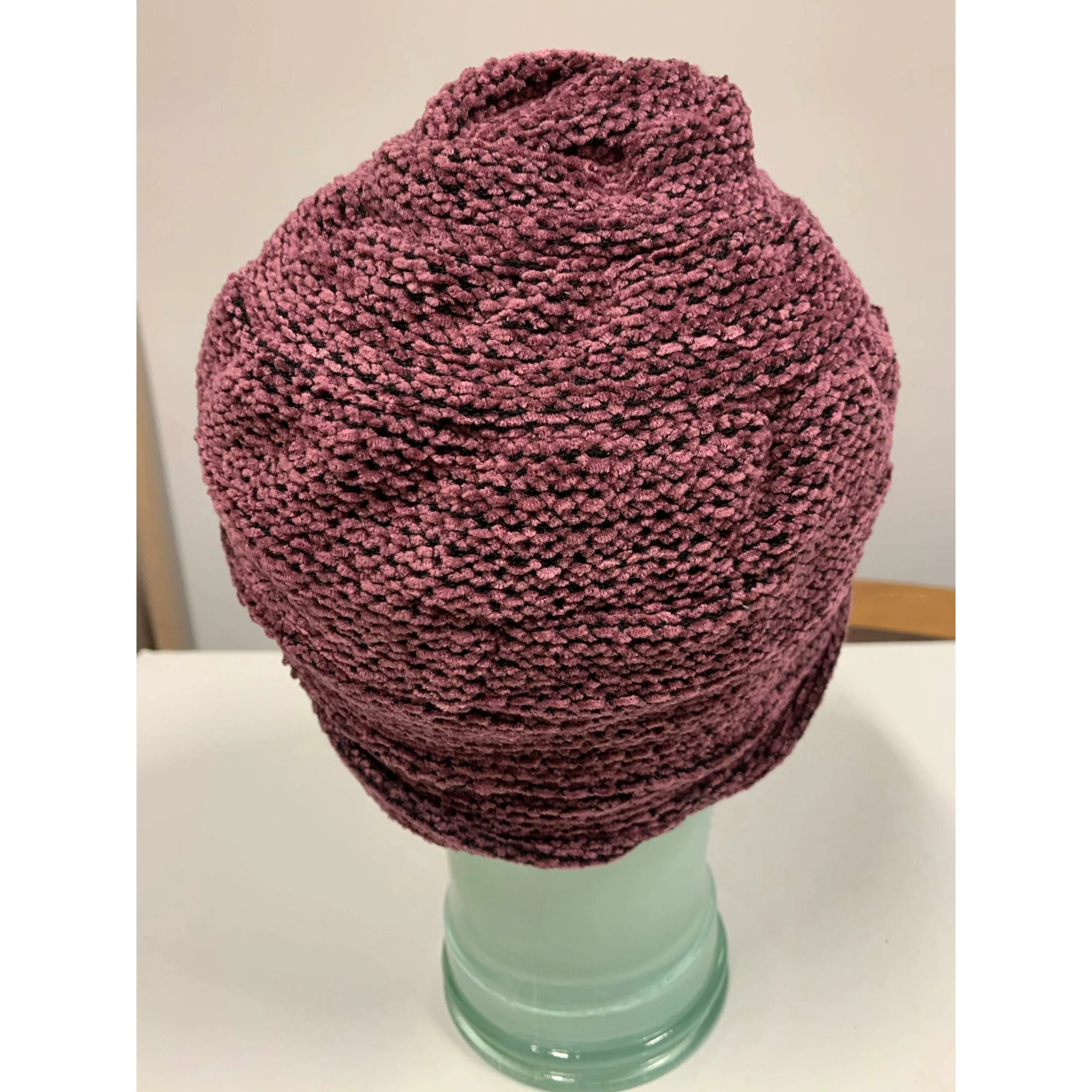 Hypo allergenic vegan cozy soft warm free form purple chenille hat. Free Shipping