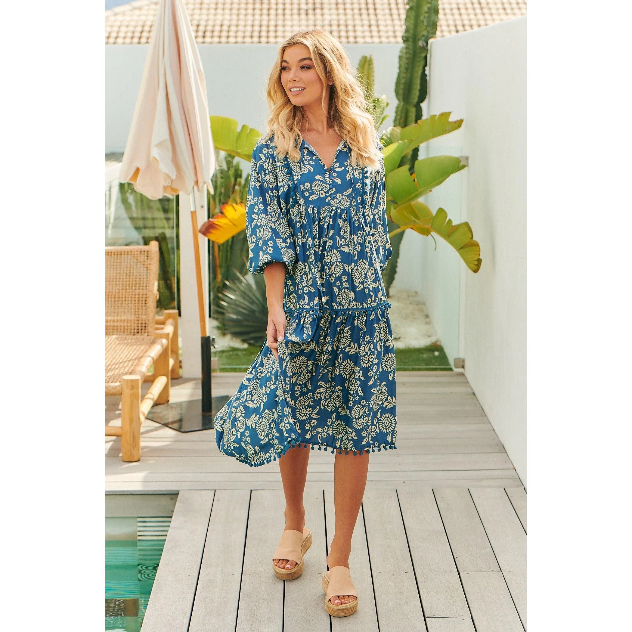 JAASE Day Dream Sea Print Palace Midi Dress