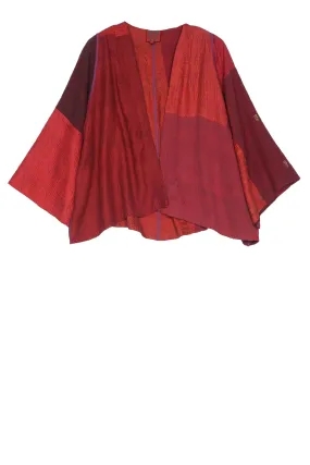 JAIPUR PATCH KANTHA BELL SHAPE JKT - jp2048-red -