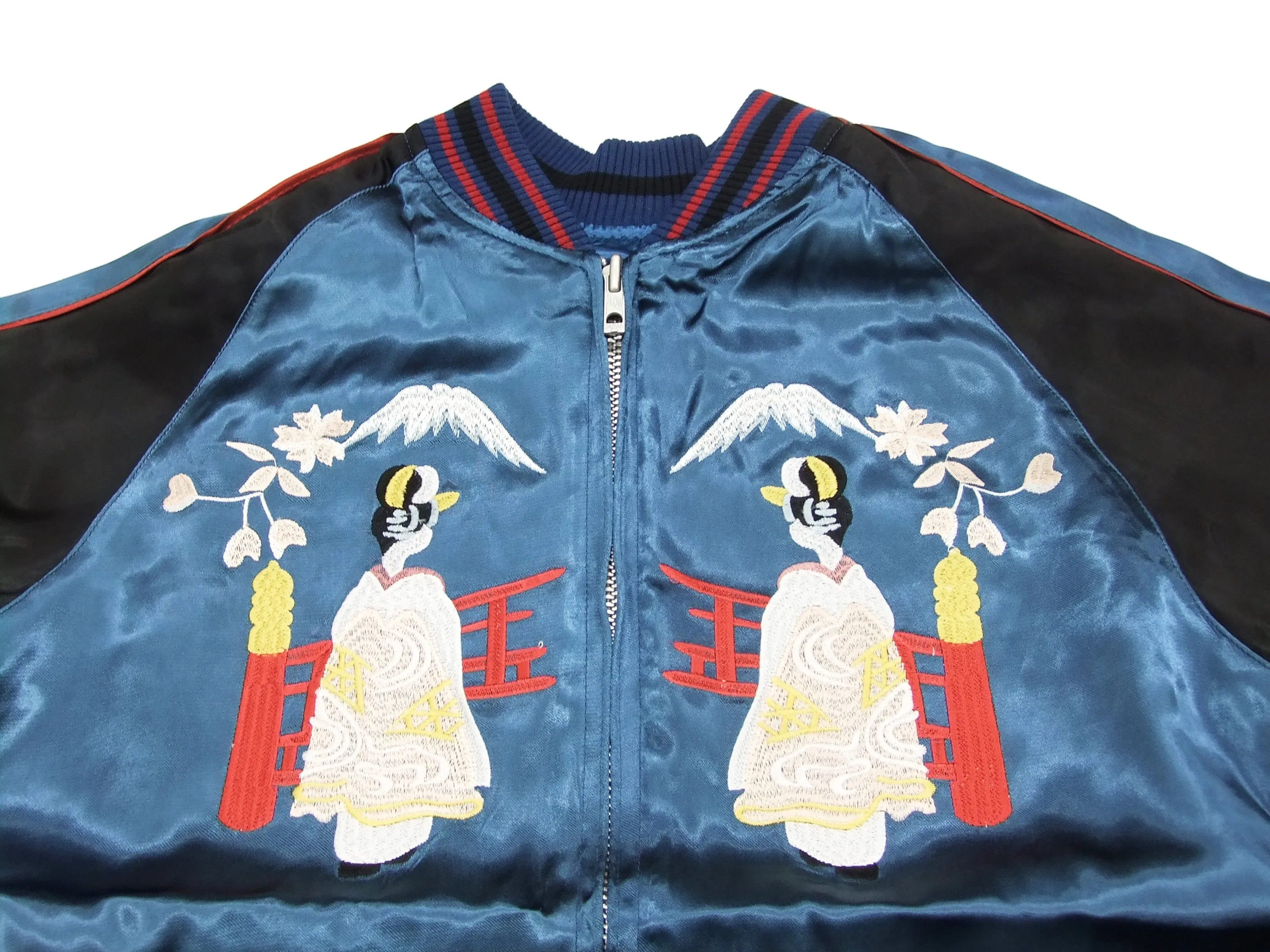 Japanesque Japanese Souvenir Jacket 3RSJ-029 Japan map Men's Sukajan Navy-Blue/Black