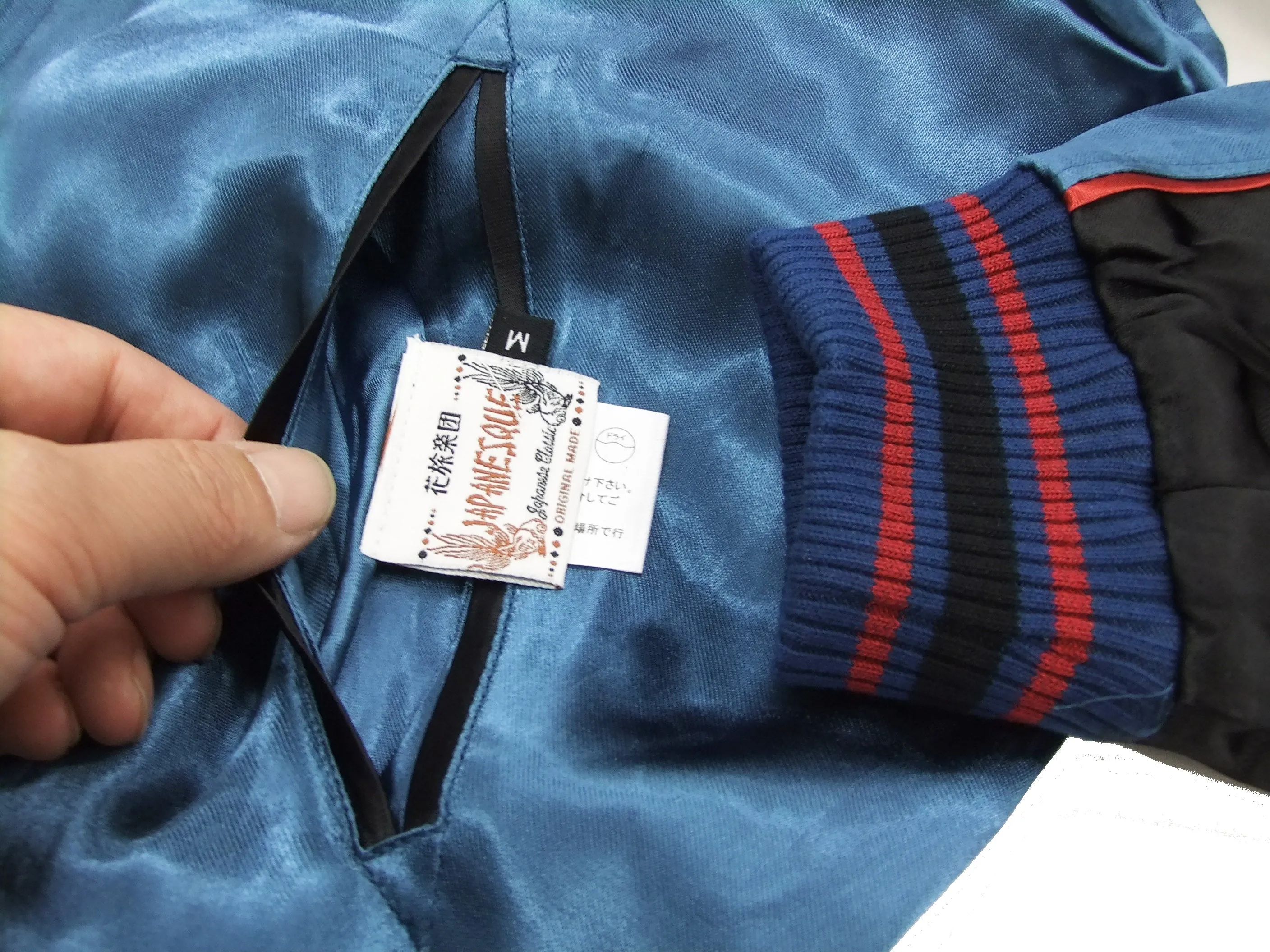Japanesque Japanese Souvenir Jacket 3RSJ-029 Japan map Men's Sukajan Navy-Blue/Black
