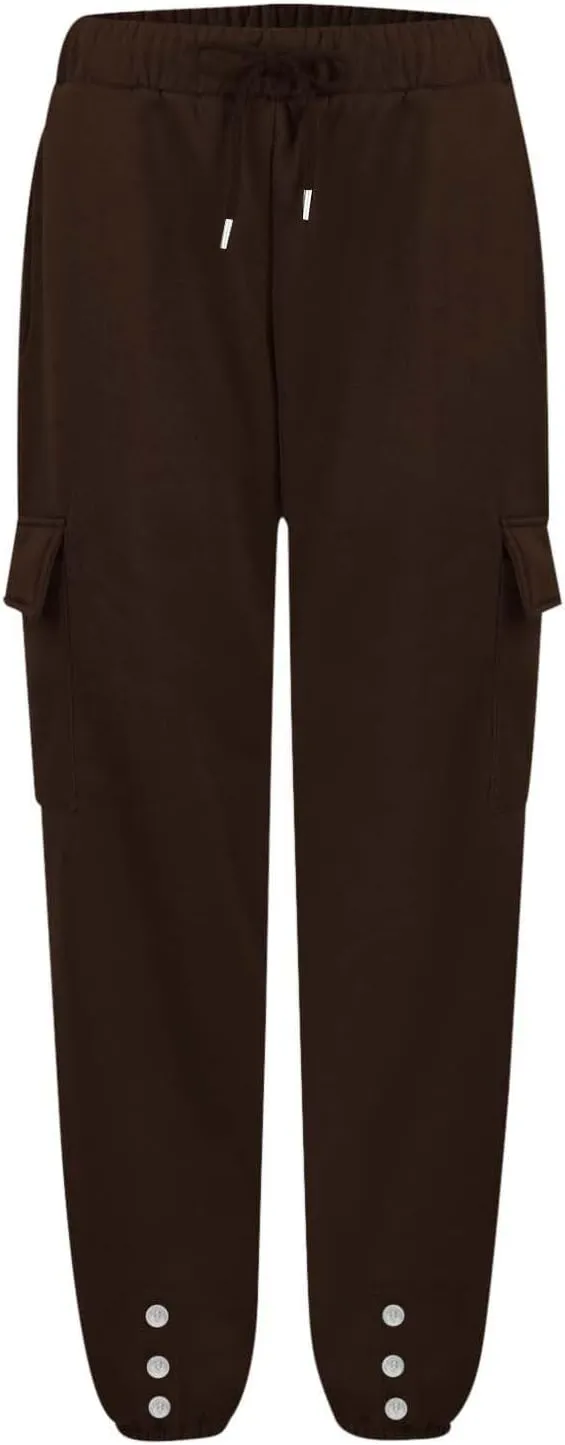 Joggers for Women High Waisted Fleece Lined Pants Baggy Jogger Pants with Pockets Stretchy Drawstring Sweatpants