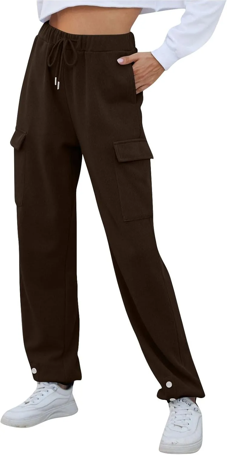 Joggers for Women High Waisted Fleece Lined Pants Baggy Jogger Pants with Pockets Stretchy Drawstring Sweatpants