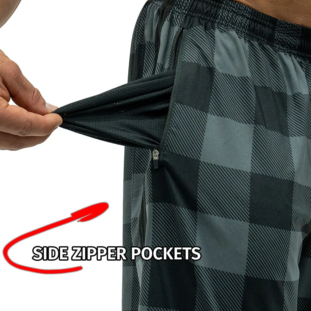 Jujimufu Stretchy Pants - Dark Plaid w/ Black