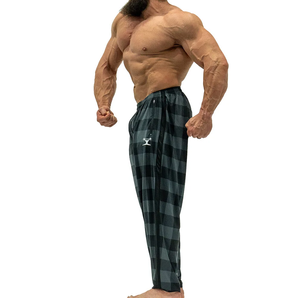 Jujimufu Stretchy Pants - Dark Plaid w/ Black