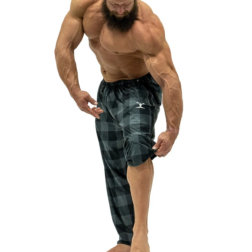 Jujimufu Stretchy Pants - Dark Plaid w/ Black