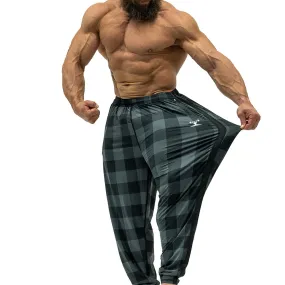 Jujimufu Stretchy Pants - Dark Plaid w/ Black