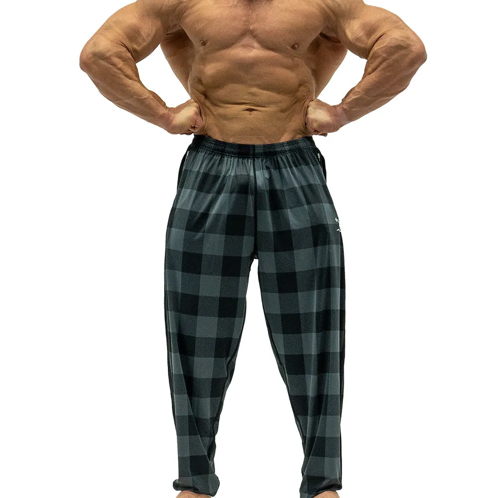 Jujimufu Stretchy Pants - Dark Plaid w/ Black