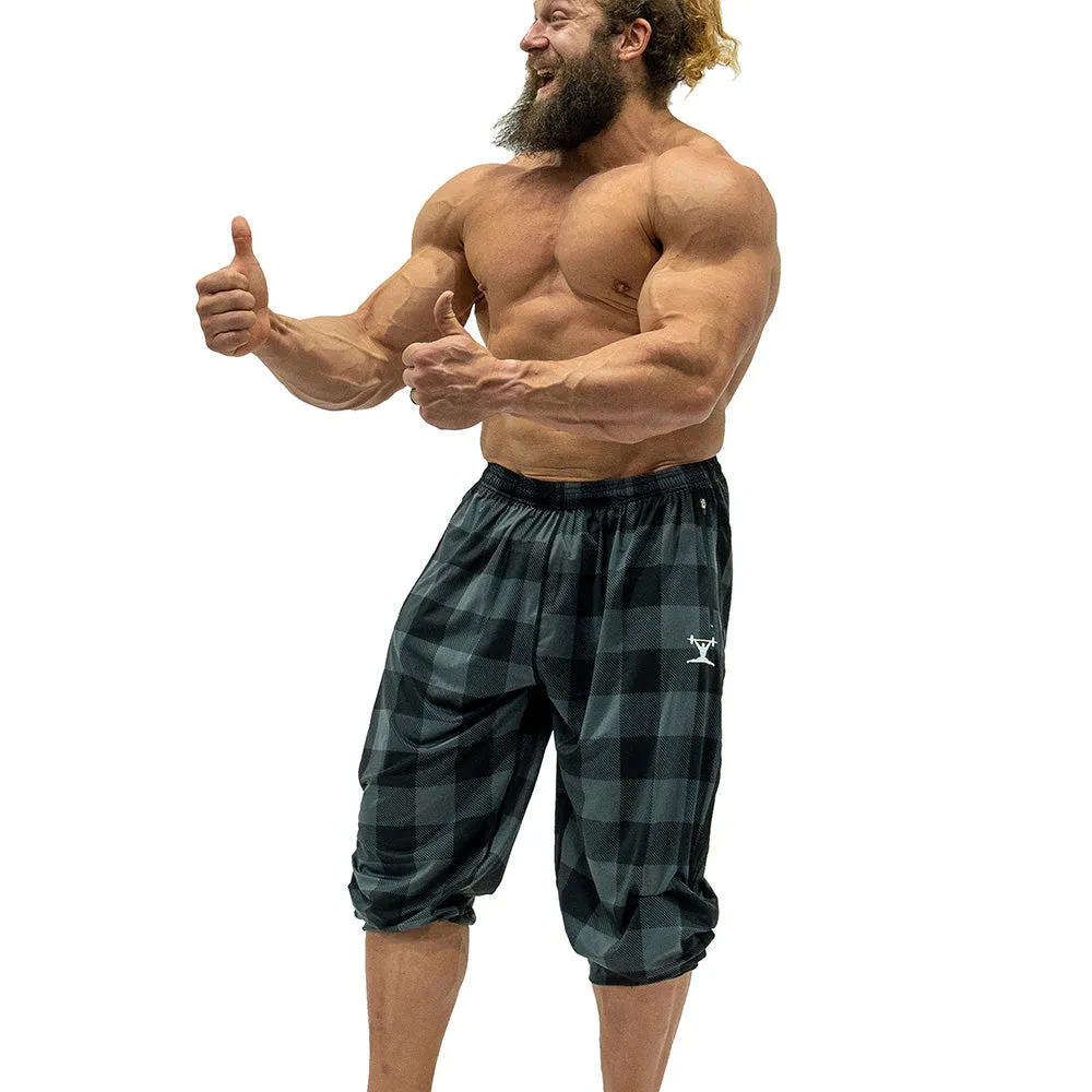 Jujimufu Stretchy Pants - Dark Plaid w/ Black