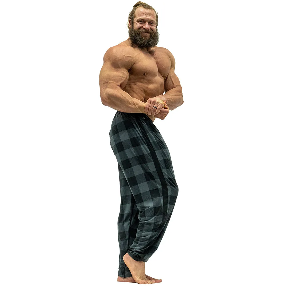 Jujimufu Stretchy Pants - Dark Plaid w/ Black