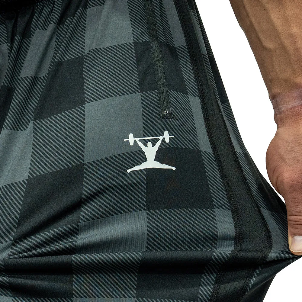 Jujimufu Stretchy Pants - Dark Plaid w/ Black