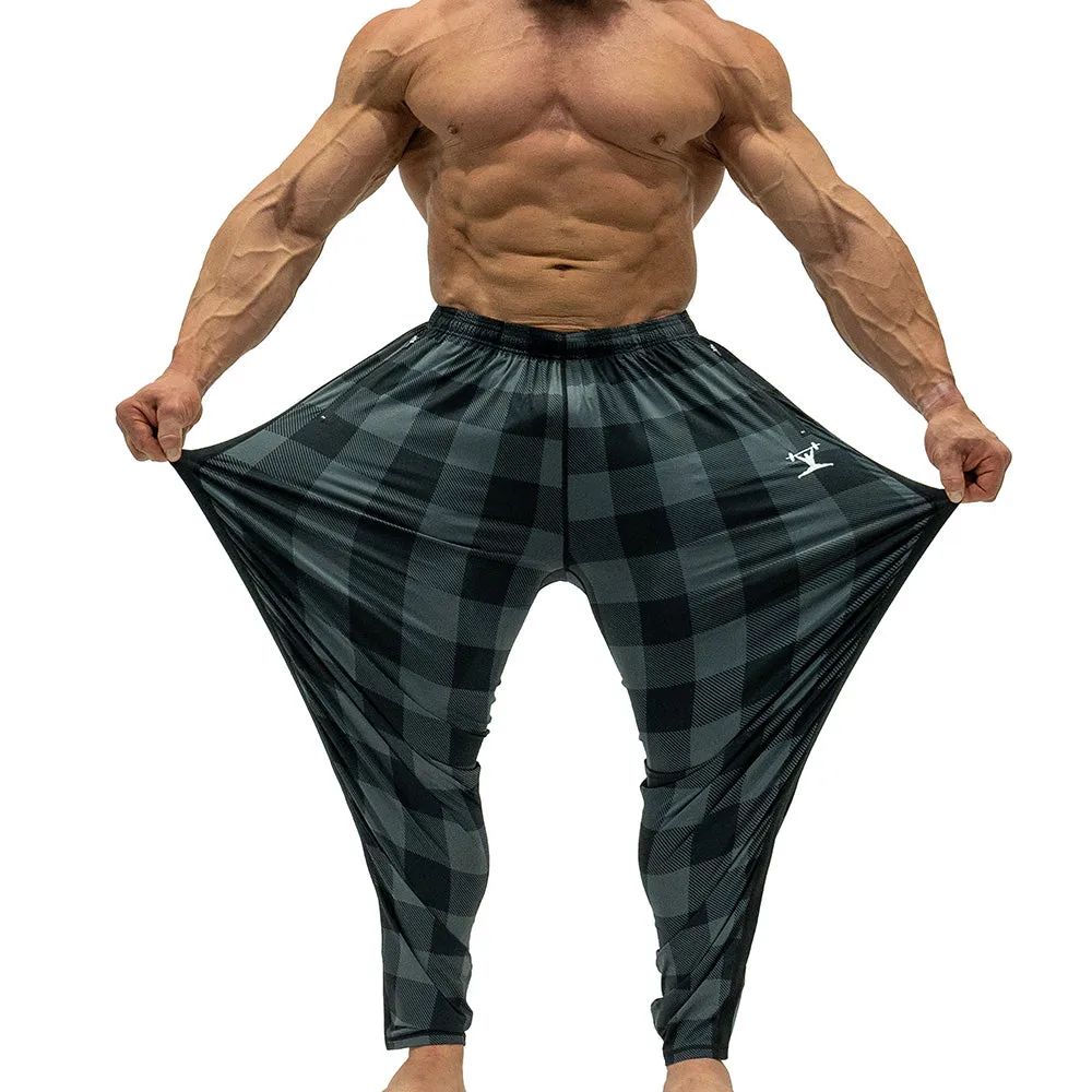 Jujimufu Stretchy Pants - Dark Plaid w/ Black