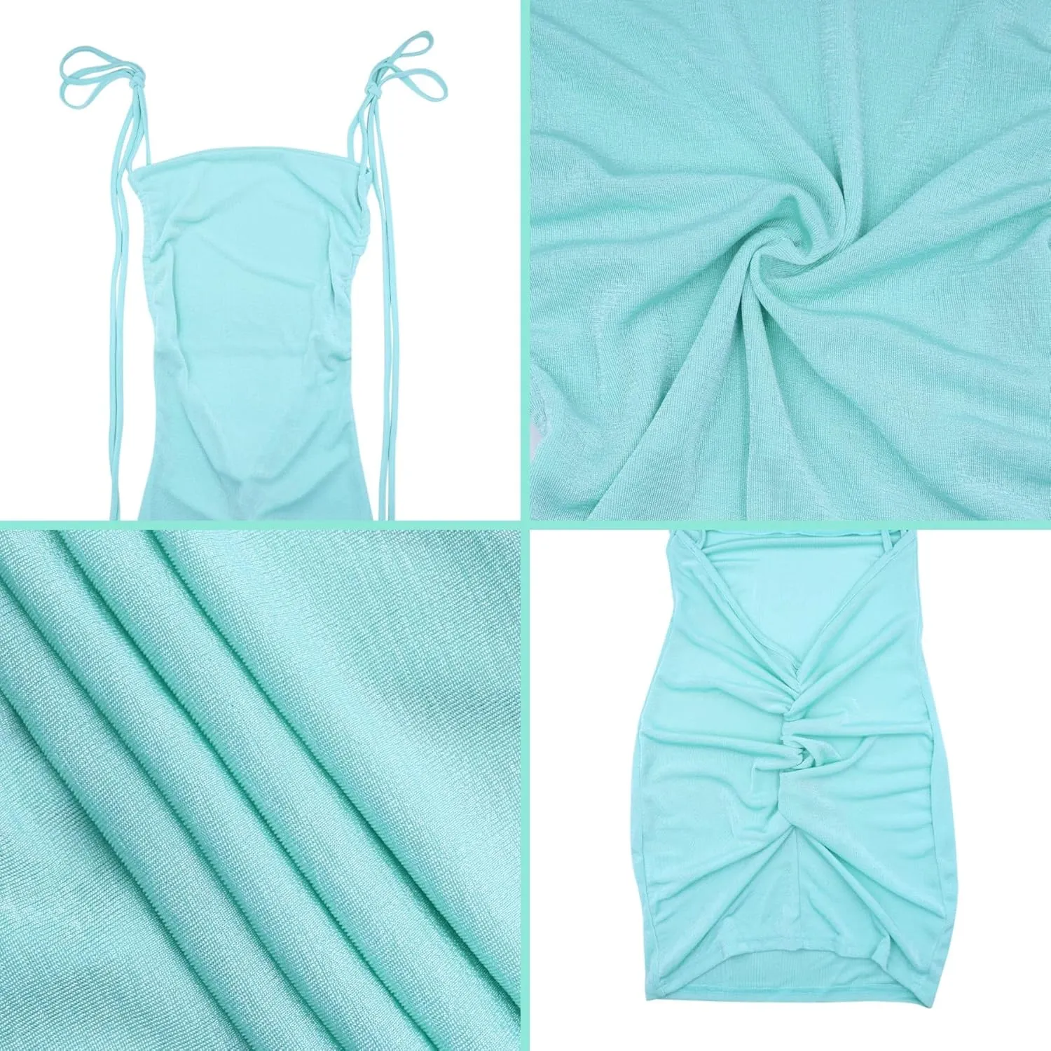 JUMISEE Women Sexy Backless Draped Mini Dress Elegant Sleeveless Spaghetti Strap Bodycon Evening Dress Club Party Dress
