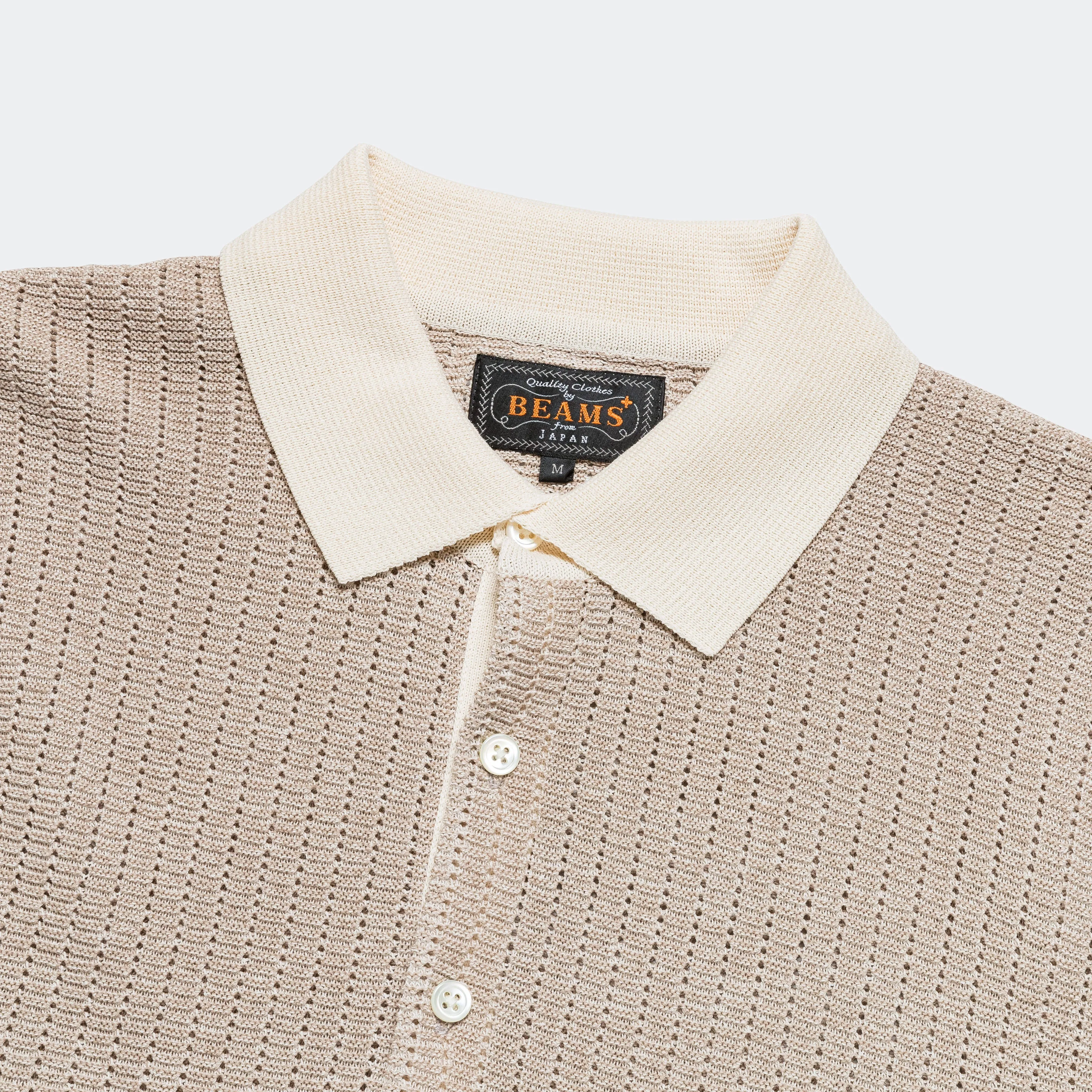 Knit Polo "WASHI" 2 Tone - Off White