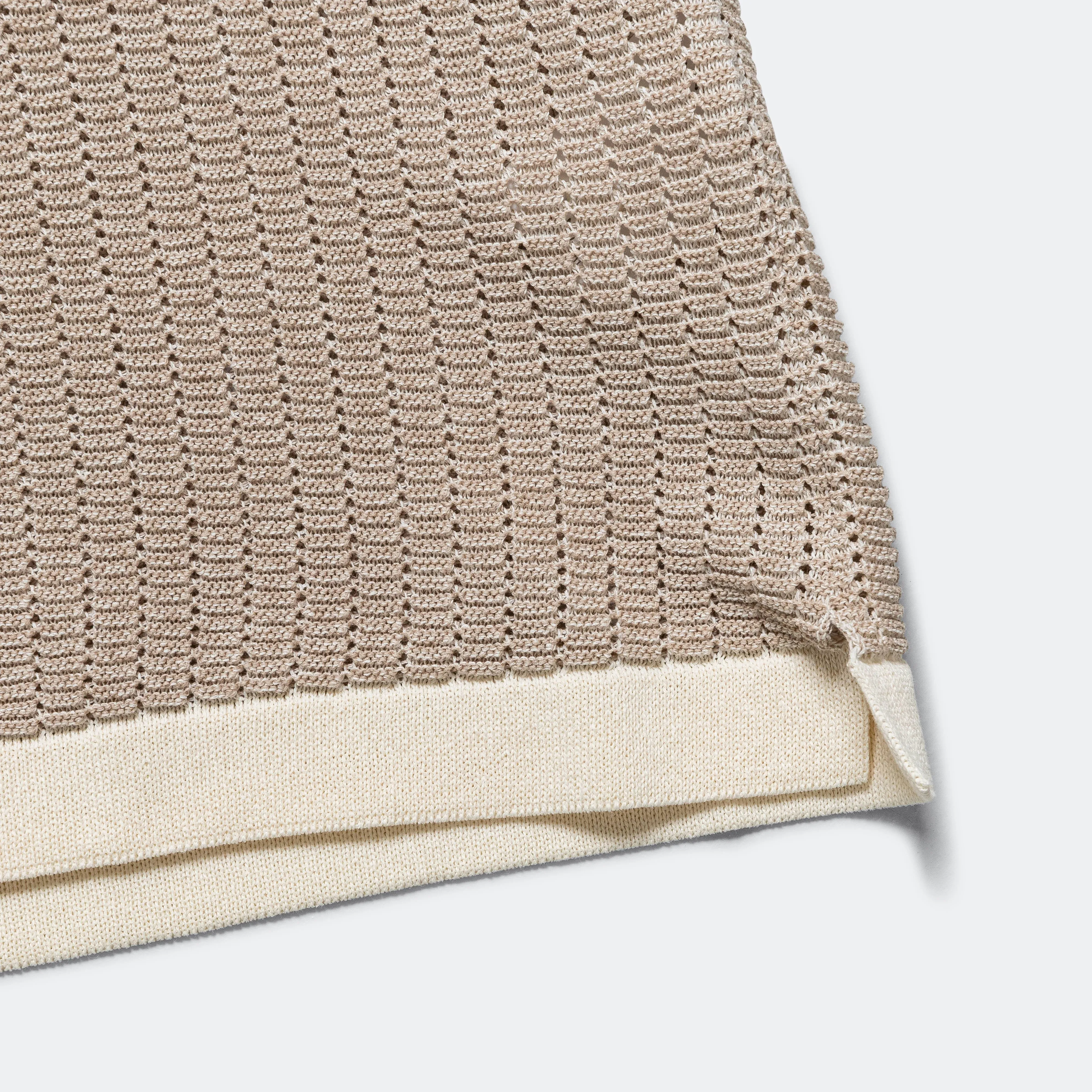 Knit Polo "WASHI" 2 Tone - Off White