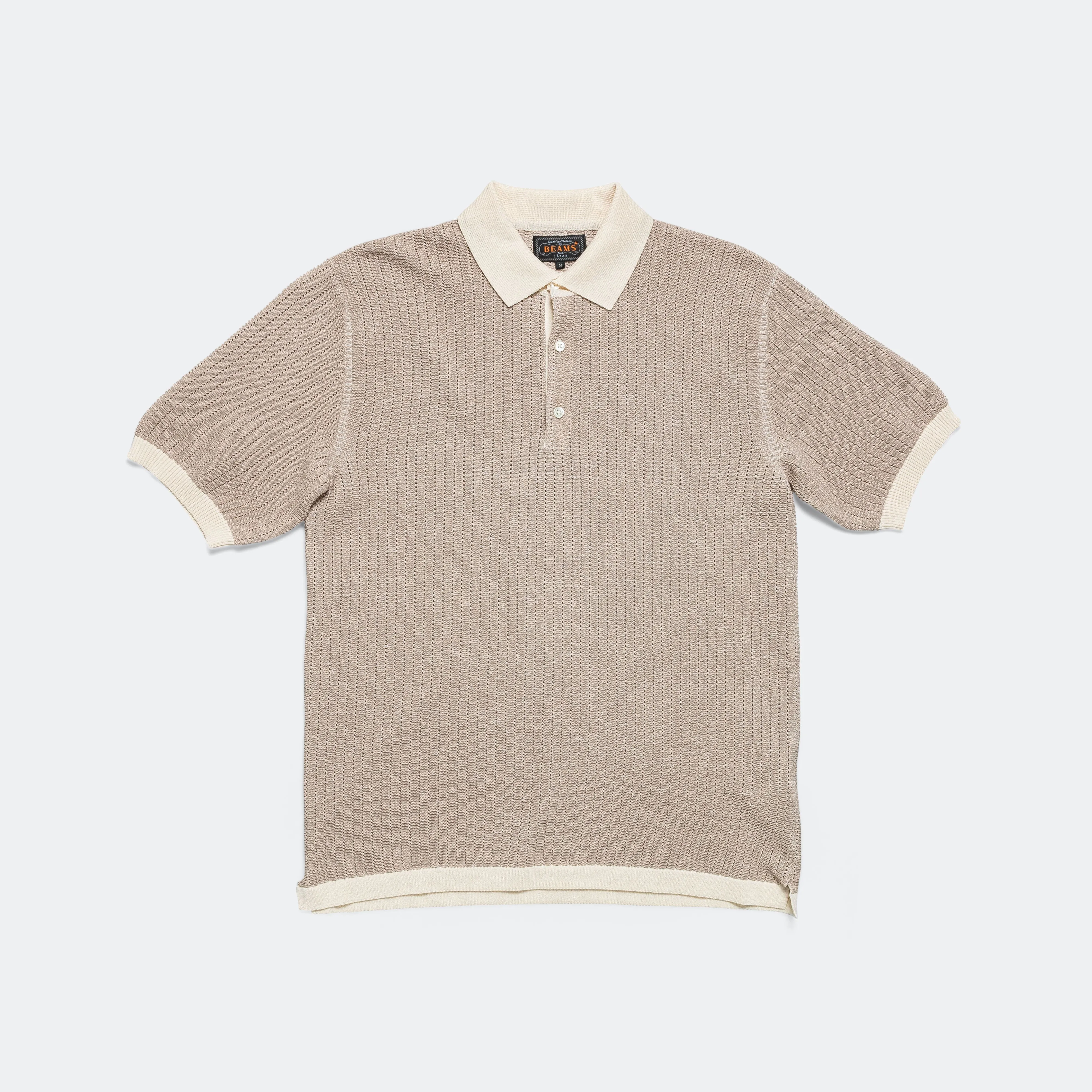 Knit Polo "WASHI" 2 Tone - Off White