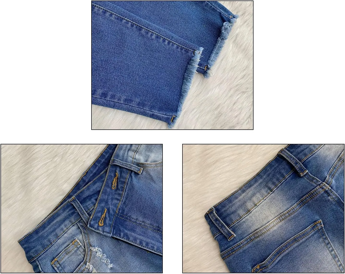 LAJIOJIO Womens Ripped Wide Leg Jeans Y2K Distressed Cutout Straight Leg Denim Pants Trousers with Pockets