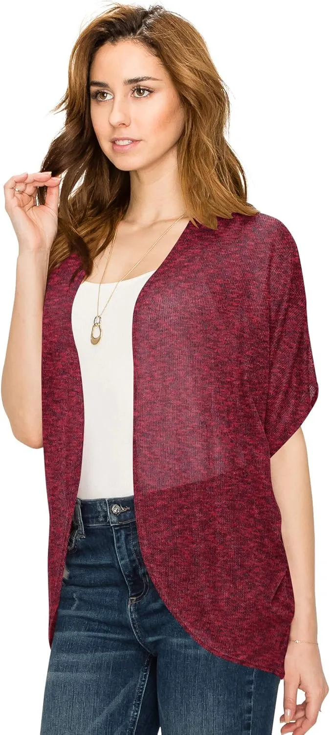 Lock and Love Kimono Style Women's Short Sleeve Open-Front Batwing Cardigan Loose fit