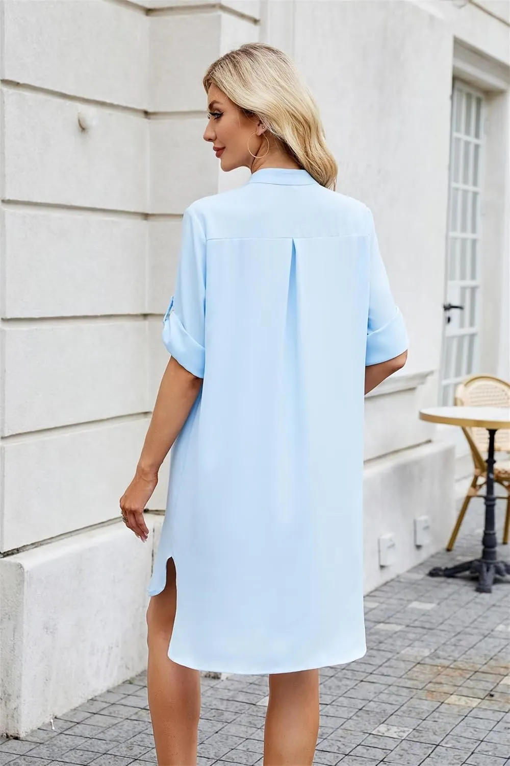 Loose Fit Shift Dress with Buttons for Women Long Sleeve Elegant Shirtdress - Casual and Elegant Design