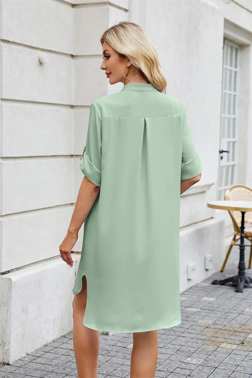 Loose Fit Shift Dress with Buttons for Women Long Sleeve Elegant Shirtdress - Casual and Elegant Design