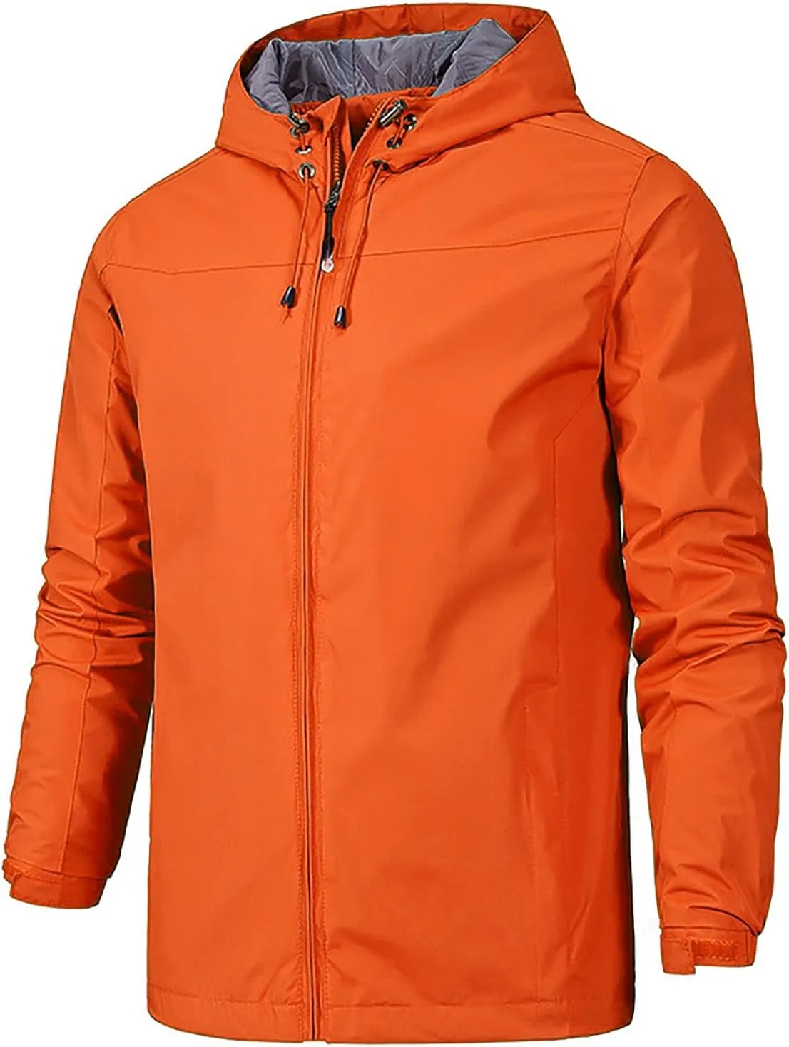 Men Lightweight Windbreaker Jacket Oversize Breathable Full Zip Waterproof Hooded Raincoat Travel Hiking Work Outwear