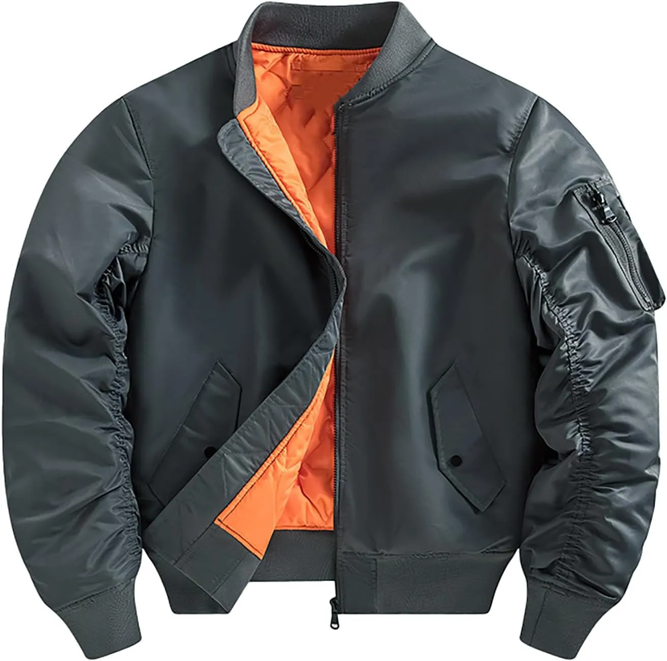 Mens Casual Bomber Jacket Oversize Chunky Padded Warm Military Coat Classic Relaxed Fit College Varsity Outwear