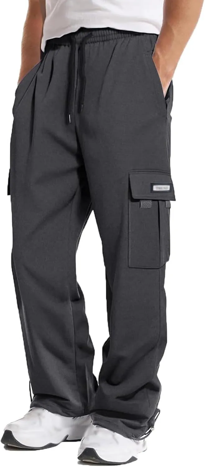 Men's Casual Cargo Pant with Multi-Pocket Straight Pants Plus Size Loose Outdoor Camping Hiking Pants