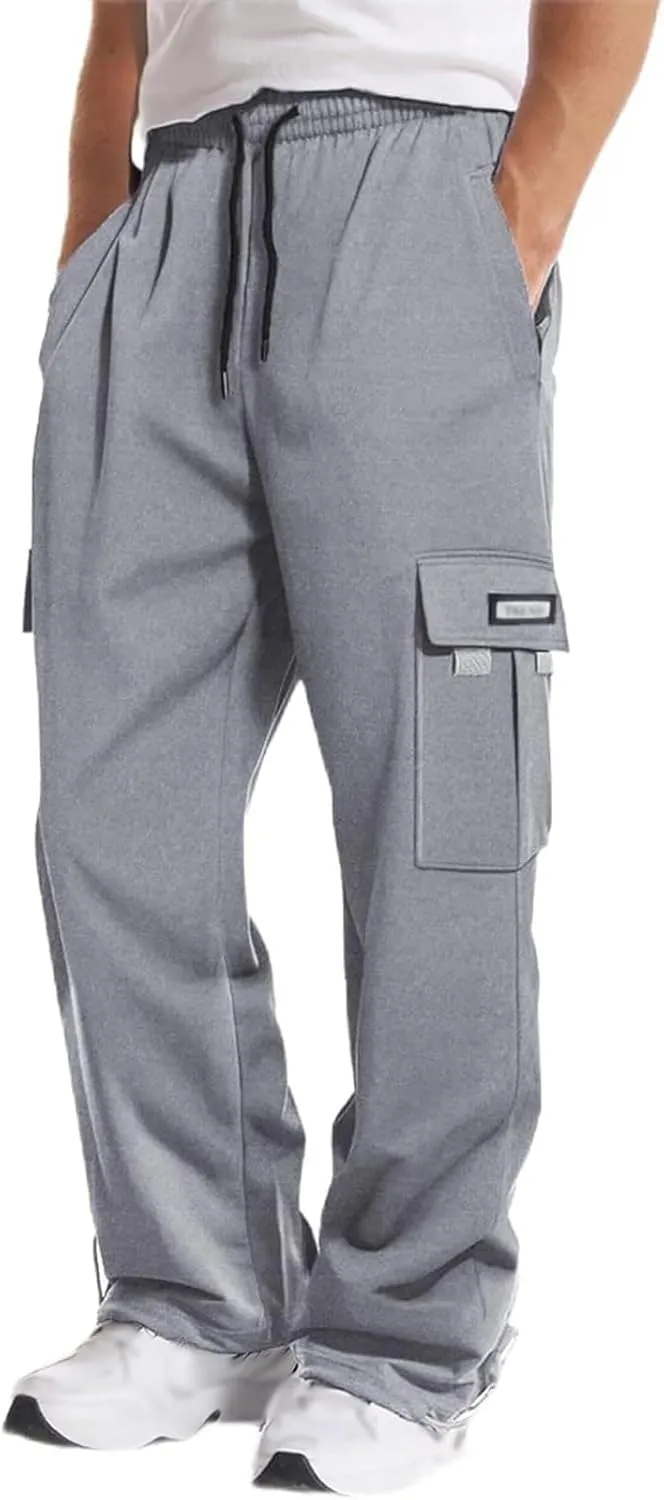 Men's Casual Cargo Pant with Multi-Pocket Straight Pants Plus Size Loose Outdoor Camping Hiking Pants