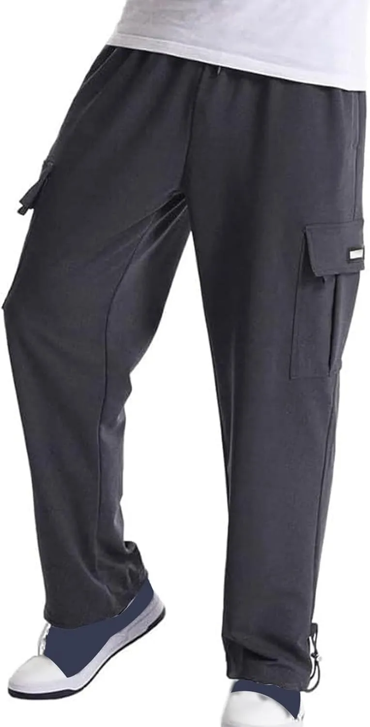 Men's Casual Cargo Pant with Multi-Pocket Straight Pants Plus Size Loose Outdoor Camping Hiking Pants