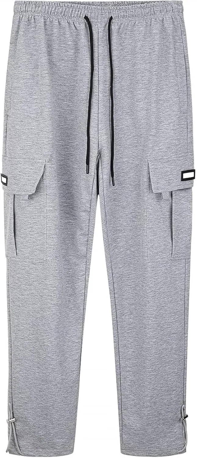 Men's Casual Cargo Pant with Multi-Pocket Straight Pants Plus Size Loose Outdoor Camping Hiking Pants