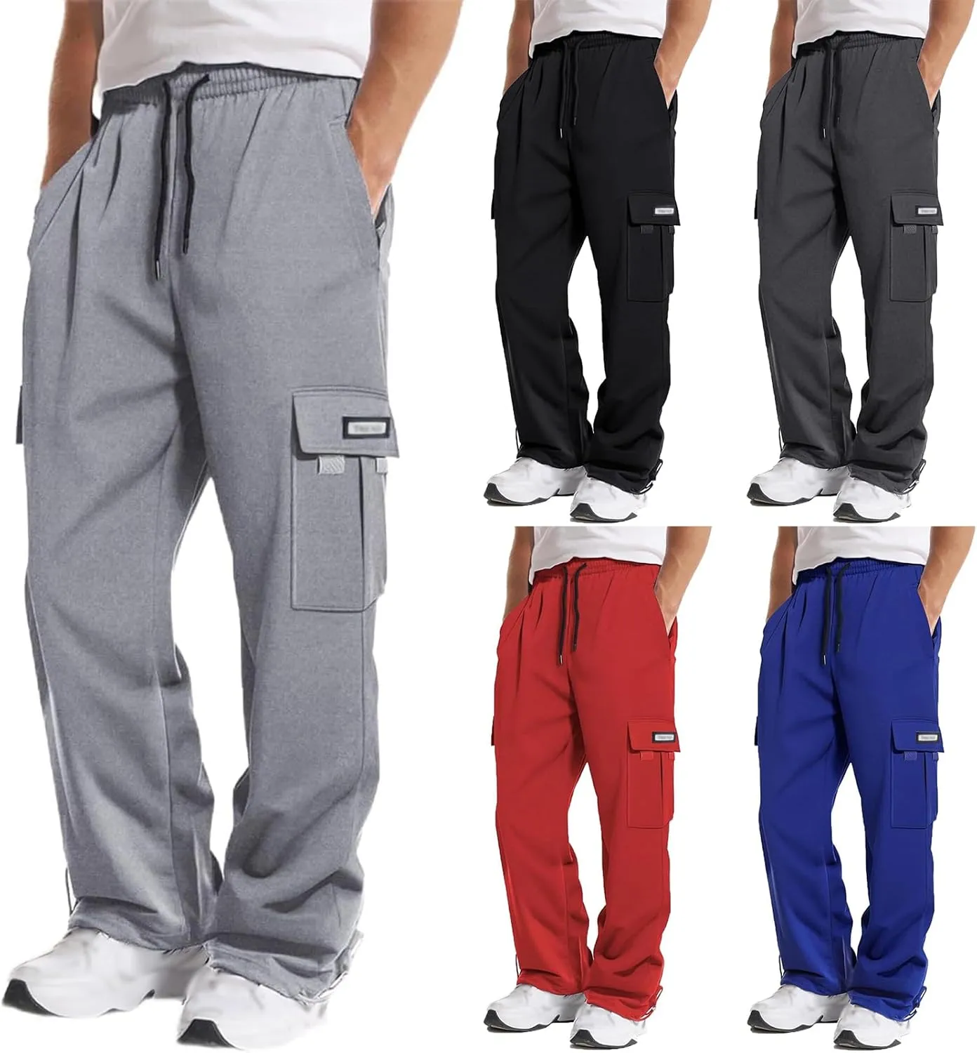 Men's Casual Cargo Pant with Multi-Pocket Straight Pants Plus Size Loose Outdoor Camping Hiking Pants