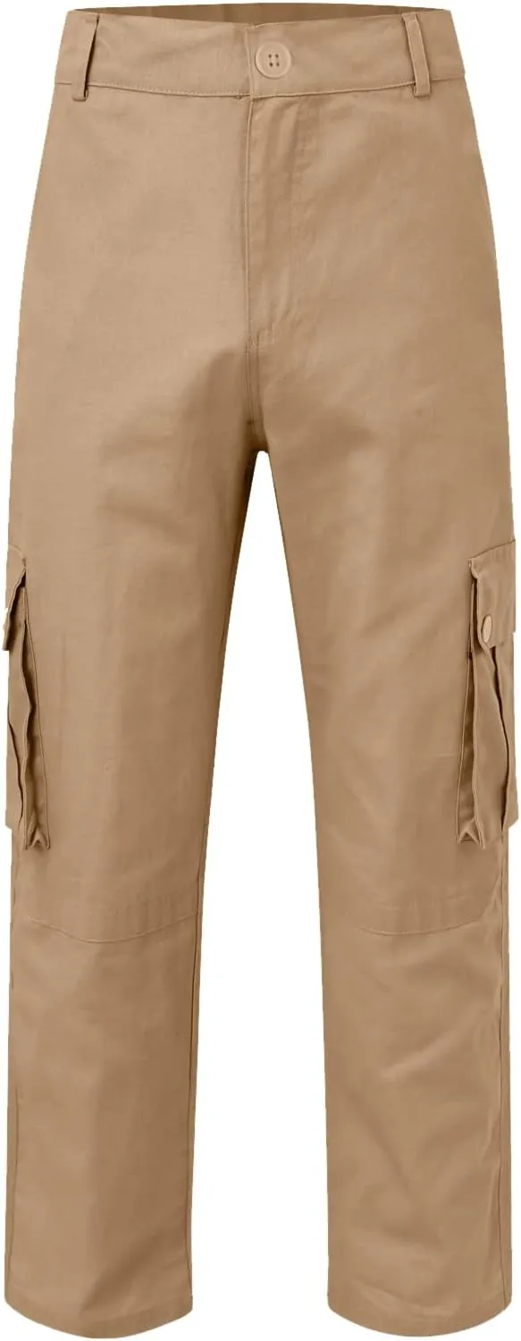 Mens Straight Cargo Pant with Multi-Pocket Outdoor Camping Hiking Pants Plus Size Casual Loose Trousers