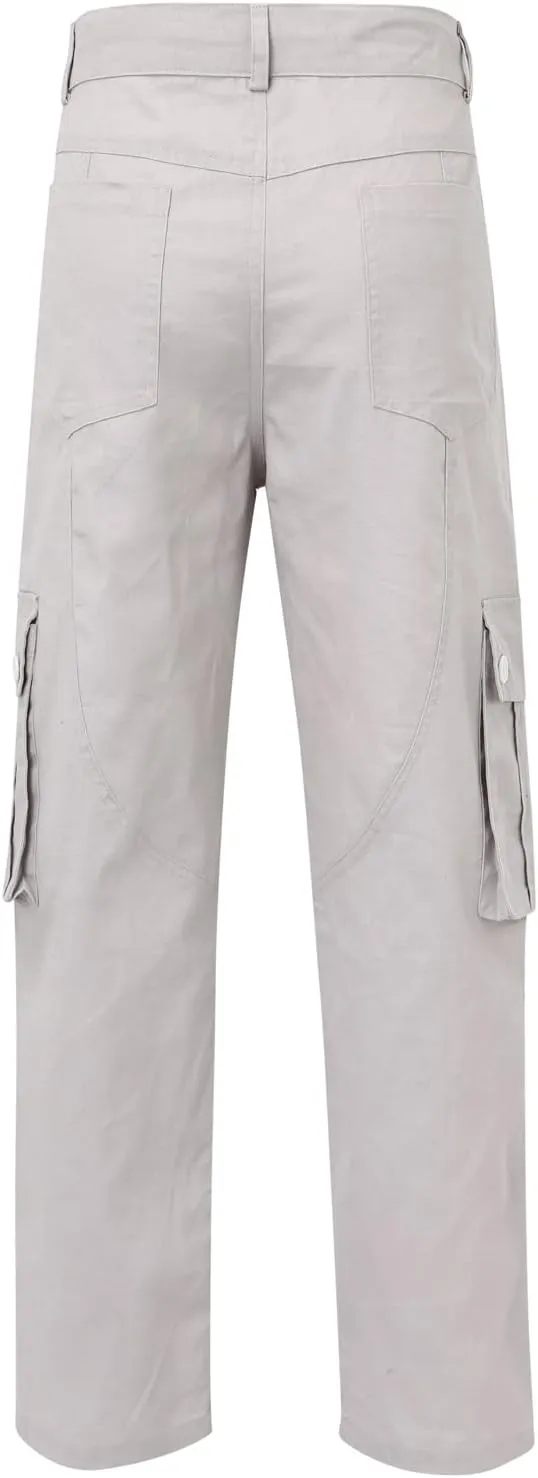 Mens Straight Cargo Pant with Multi-Pocket Outdoor Camping Hiking Pants Plus Size Casual Loose Trousers