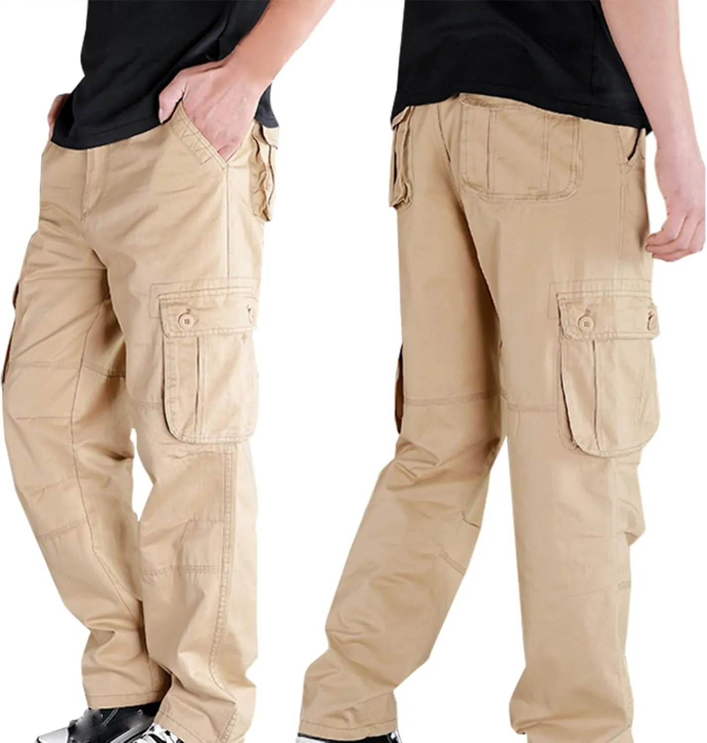 Muscularfit Mens Cargo Pants Relaxed Fit Cotton Outdoor Jogger Athletic Pants Loose Trousers Causal Straight Sweatpants 2023
