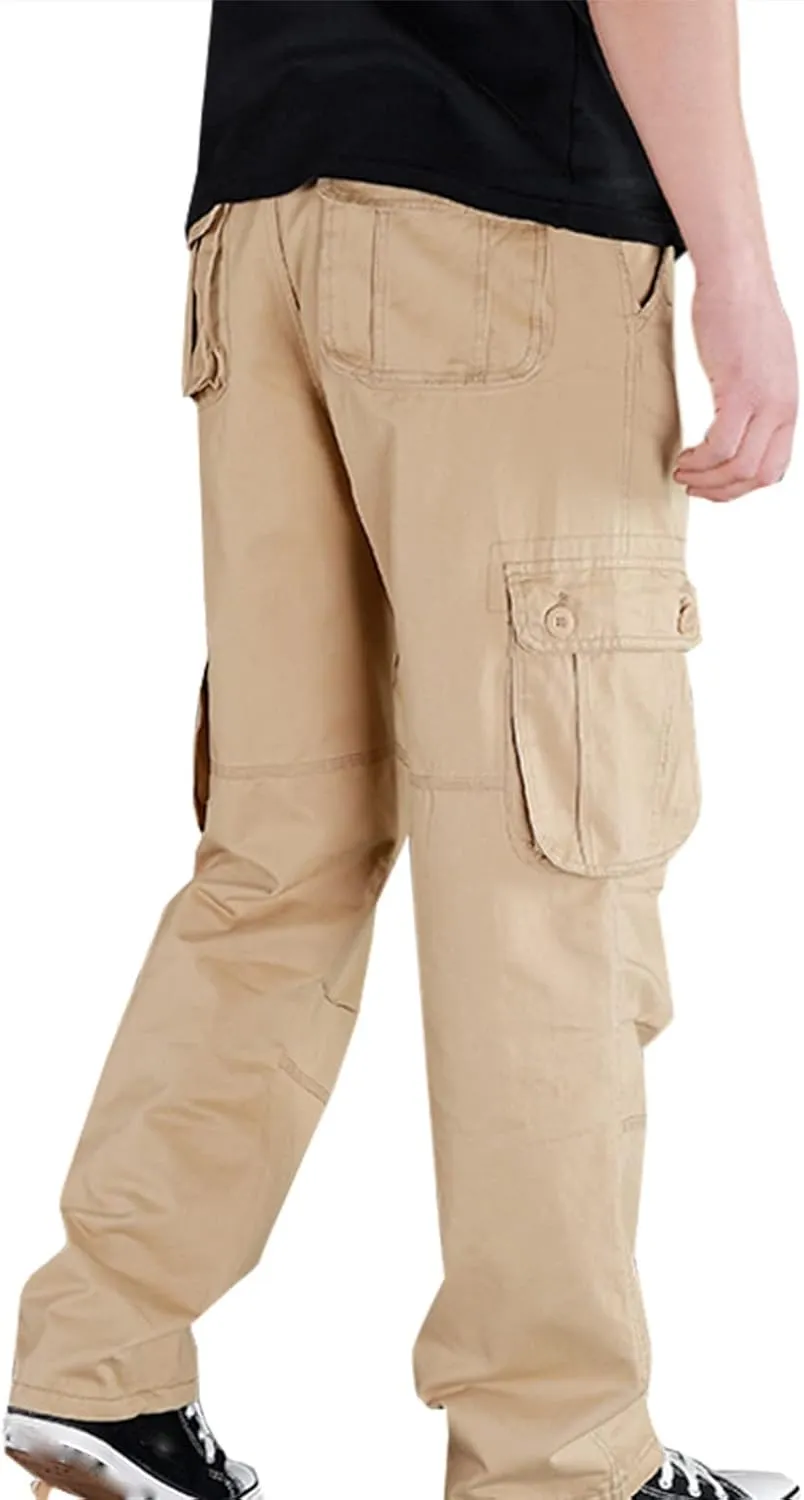 Muscularfit Mens Cargo Pants Relaxed Fit Cotton Outdoor Jogger Athletic Pants Loose Trousers Causal Straight Sweatpants 2023