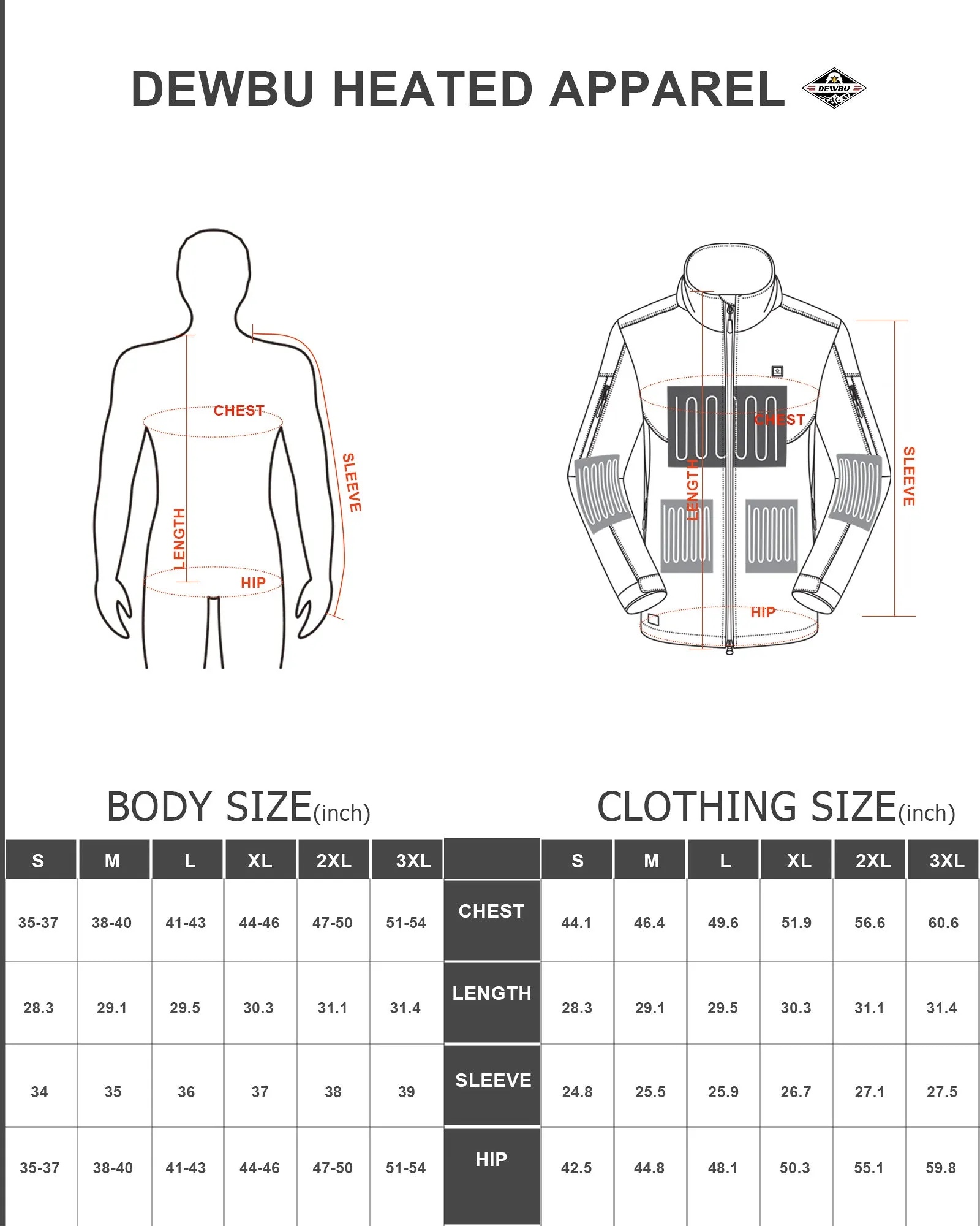 [New Color] Men's Heated Jacket Detachable Hood With 12V Battery Pack - Red