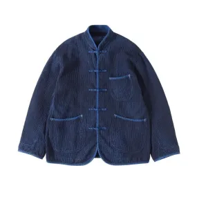 NEW SASHIKO LIGHT CHINESE JACKET -BLUE-