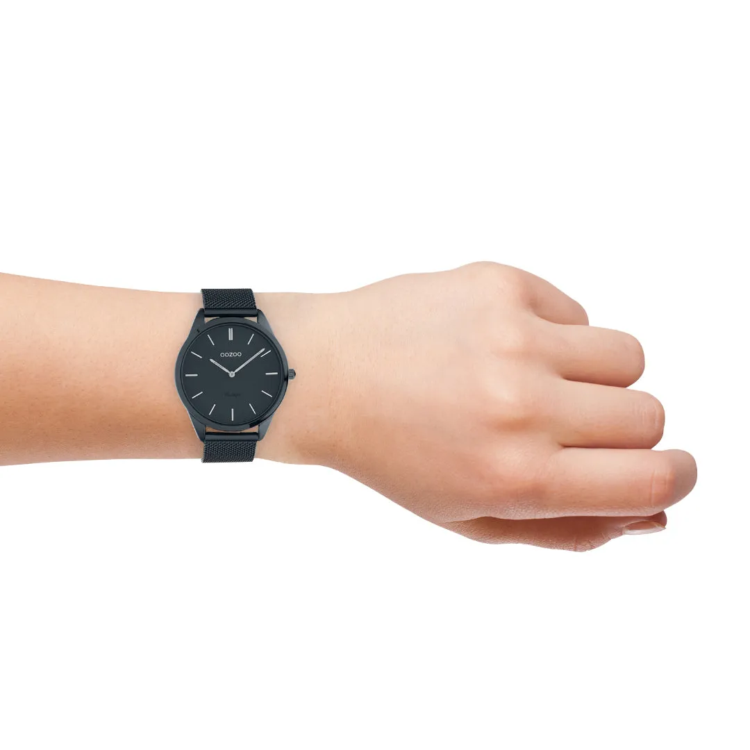 Night blue  OOZOO watch with night blue  metal mesh bracelet - C20008