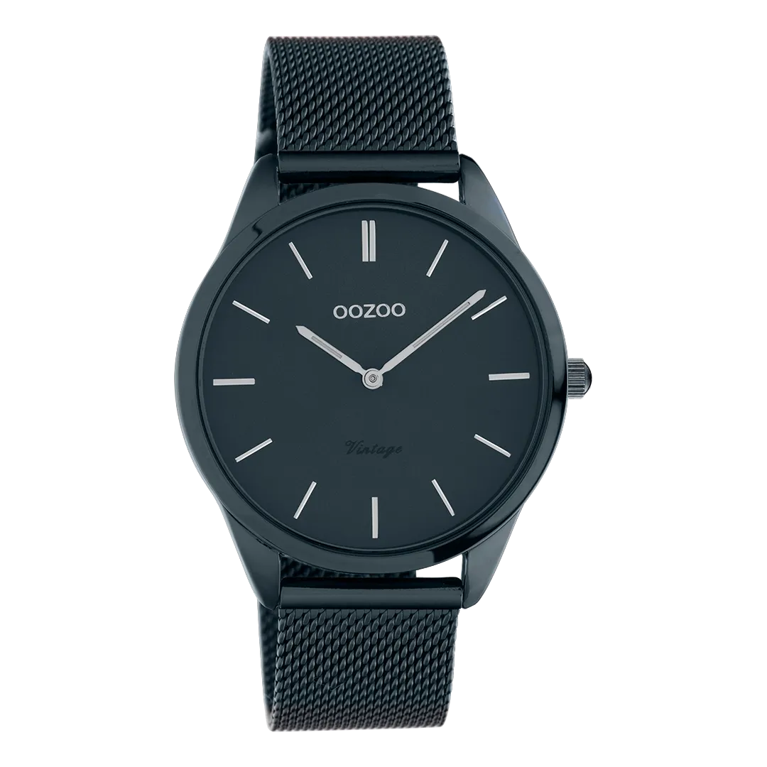 Night blue  OOZOO watch with night blue  metal mesh bracelet - C20008