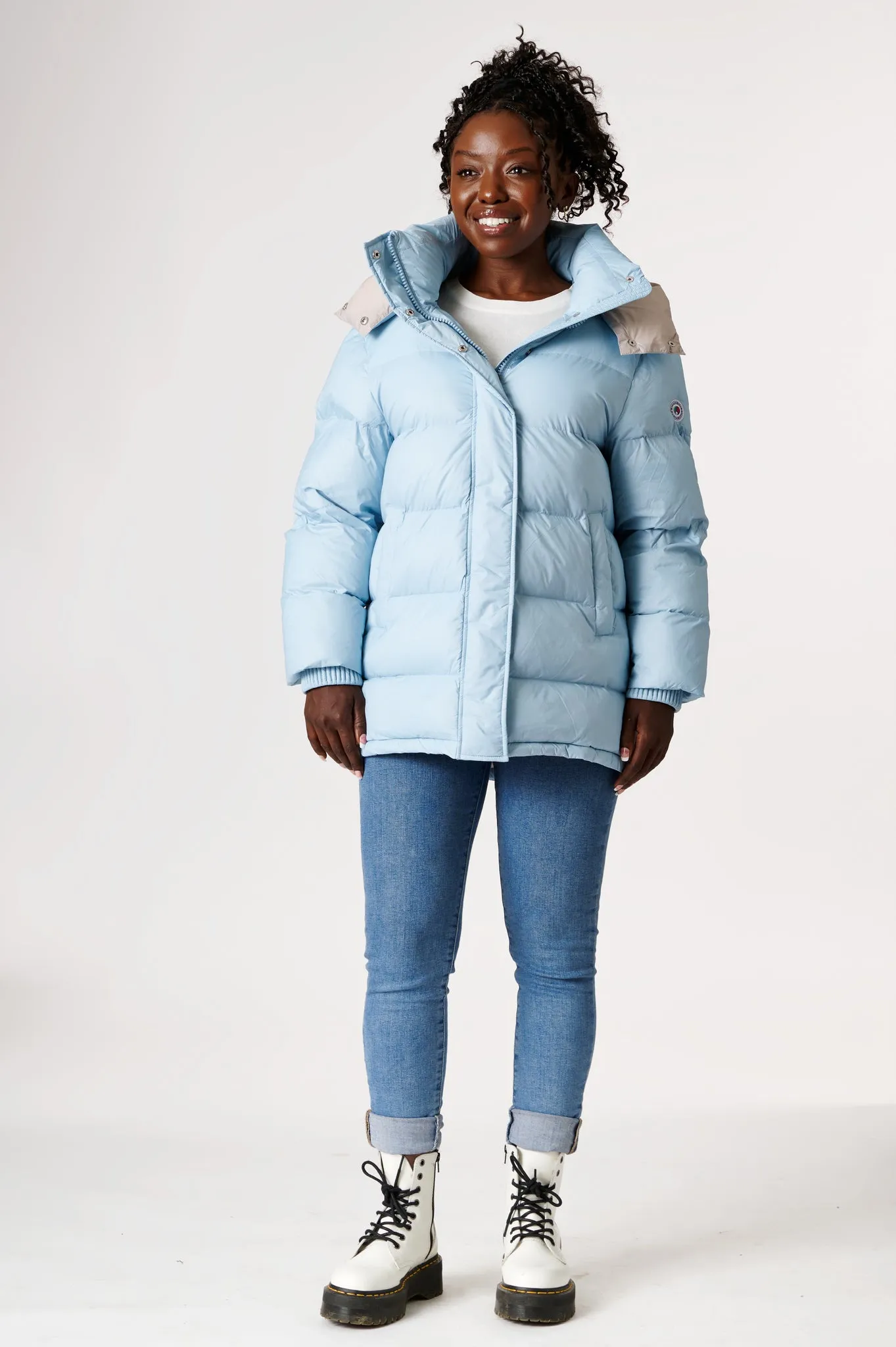 Odelle Vegan Down Jacket | Light Denim & Linen