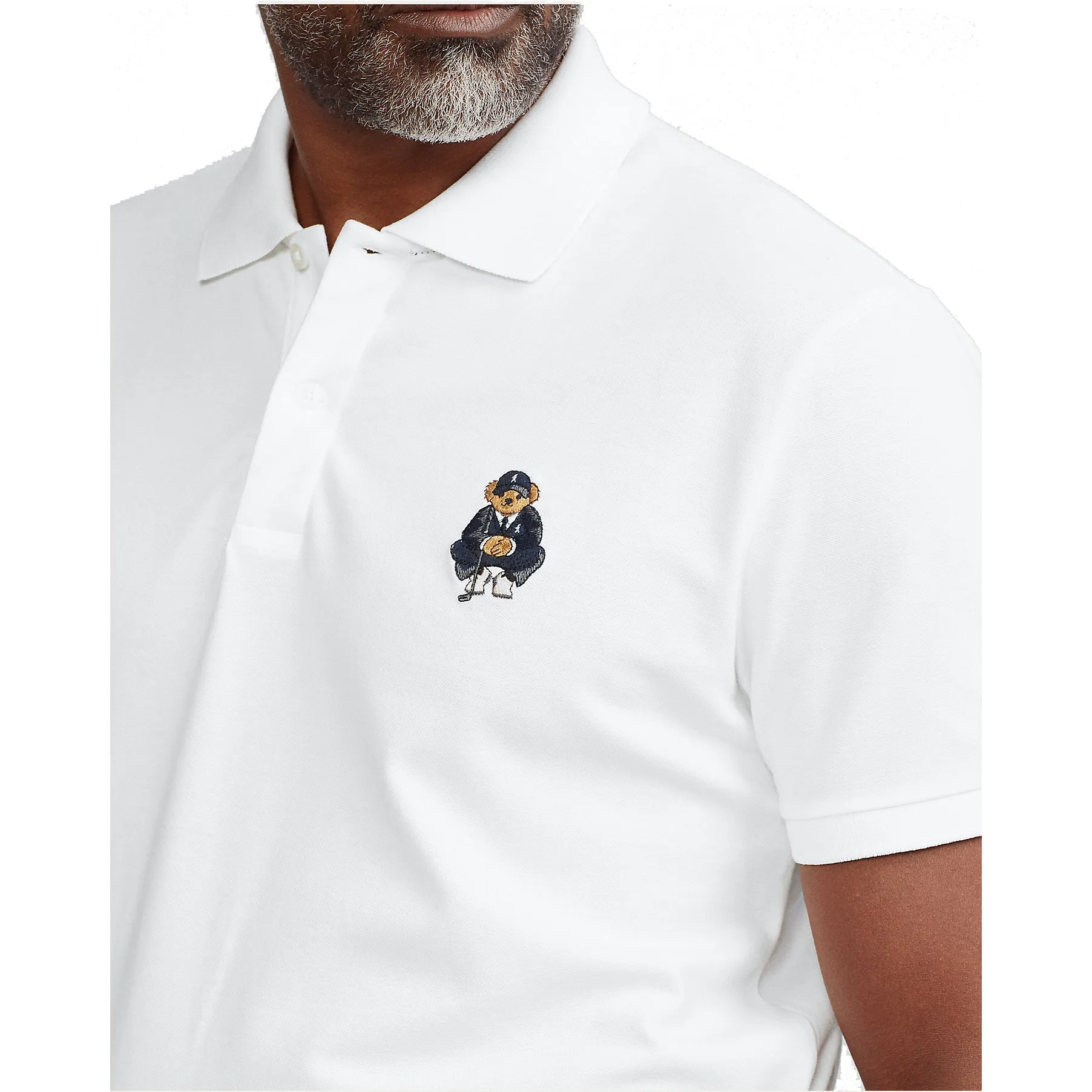 Polo Lightweight Performance Stretch Mesh with Bear Embroidered Mens Golf Polo