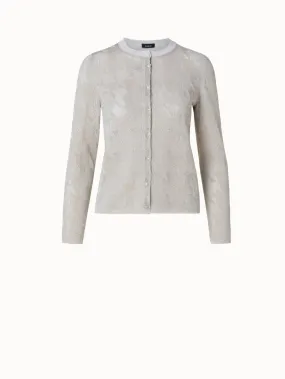 Semitransparent Houndstooth Jacquard Knit Cardigan