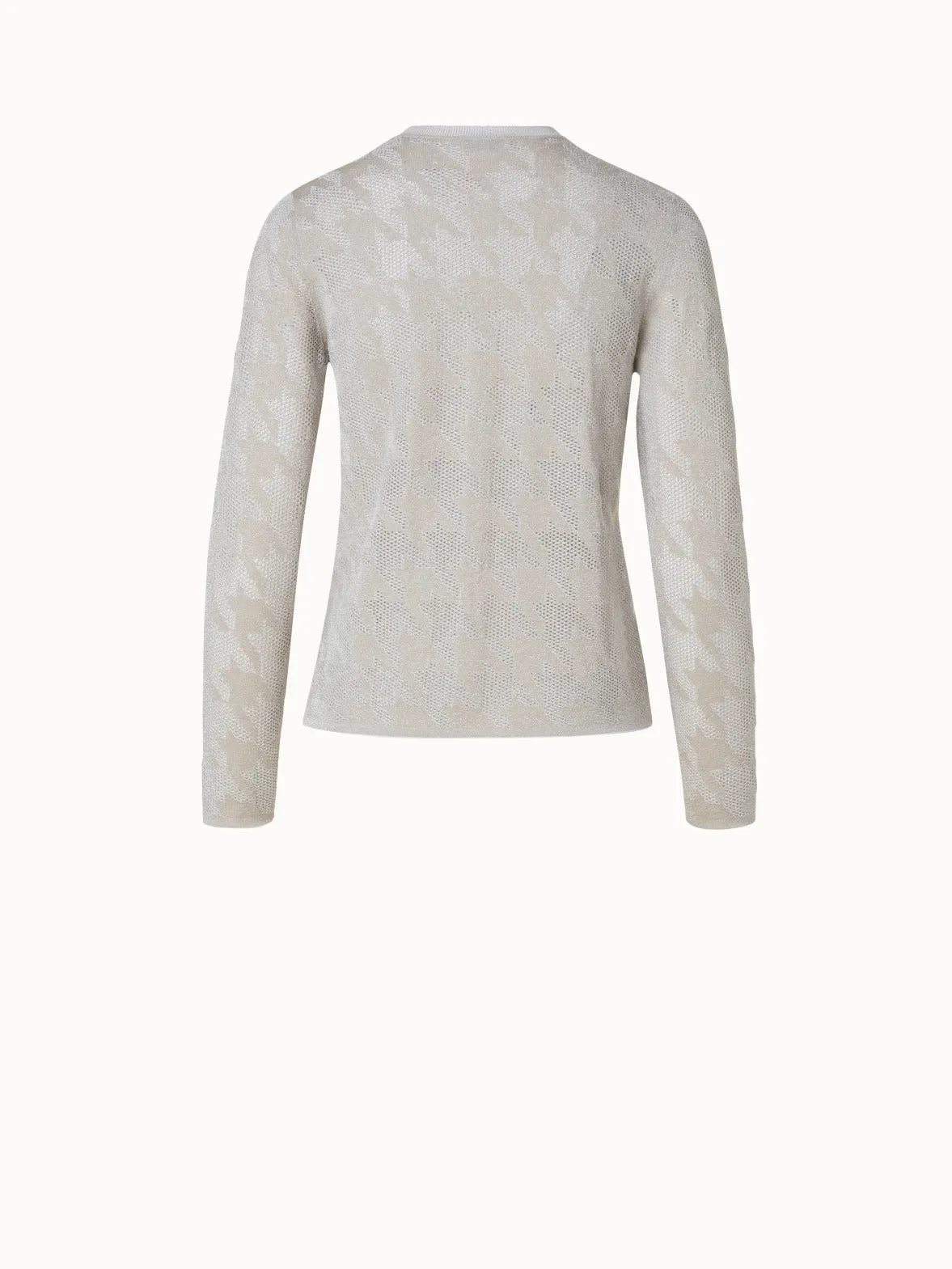 Semitransparent Houndstooth Jacquard Knit Cardigan