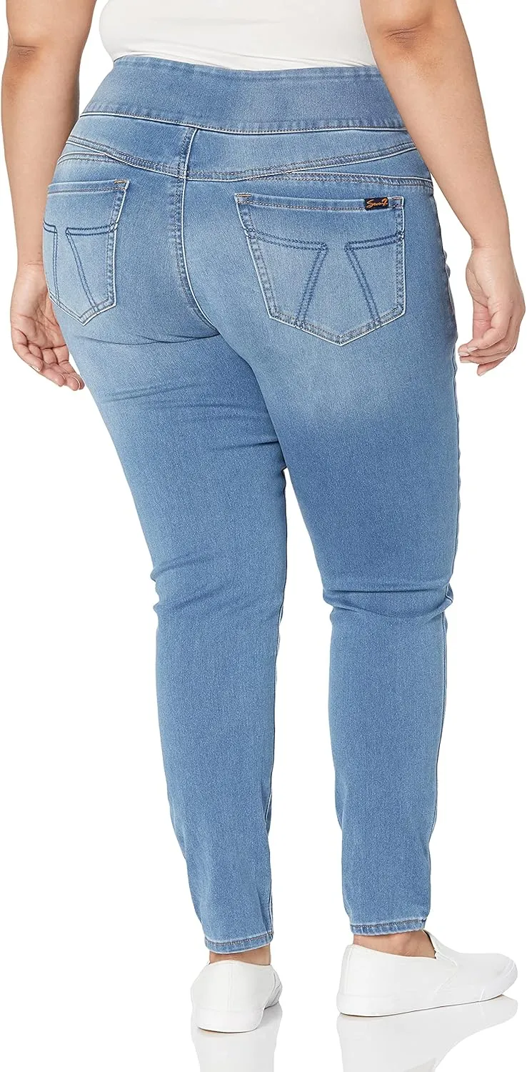 Seven7 Women's Plus Size Tummy Yoner Pull on Skinny Jean