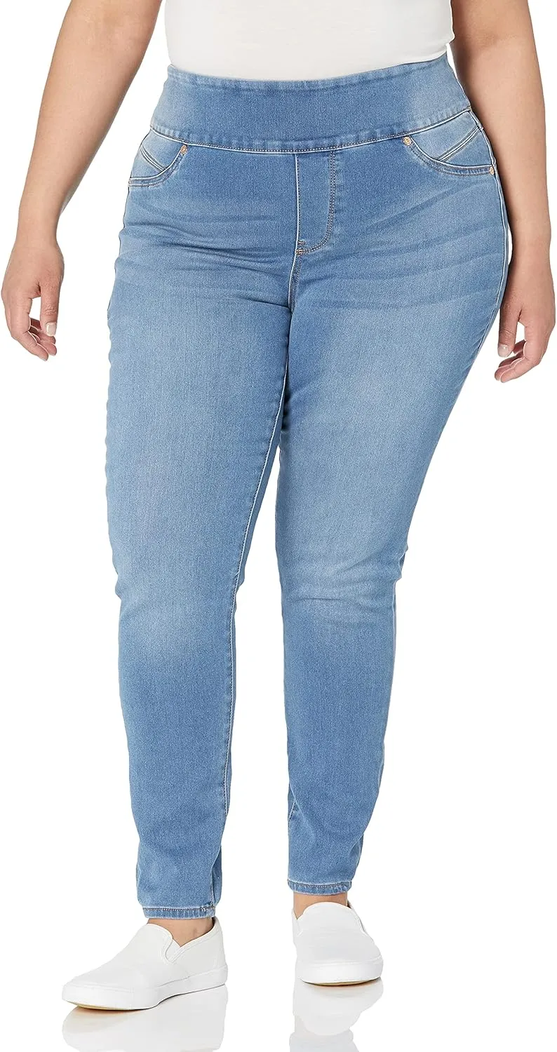 Seven7 Women's Plus Size Tummy Yoner Pull on Skinny Jean