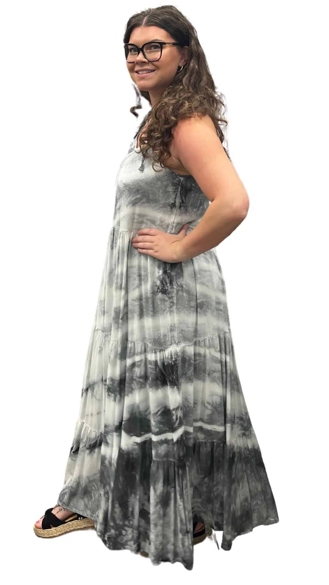 Shoulder Tie Perla Tie Dye Dress. Style DUN4021