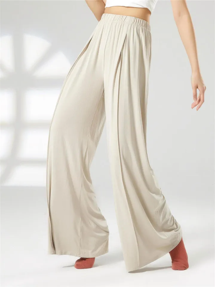 Stretchy Solid Color Dance Trainning Pants for Women