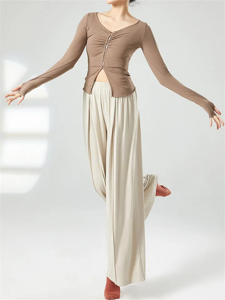 Stretchy Solid Color Dance Trainning Pants for Women
